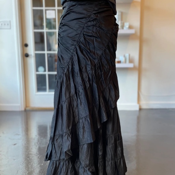 Brazeau tricot silk wrap flamenco  Black Tiered Skirt new one size - Picture 2 of 4
